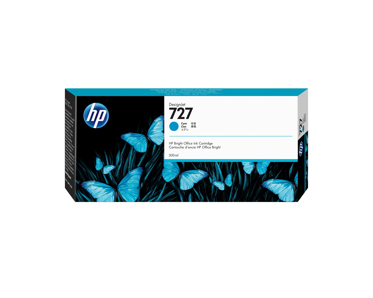 HP Cartuccia d'inchiostro Ciano F9J76A 727 - 300 ml, Originale per DesignJet T1530, T2530, T930