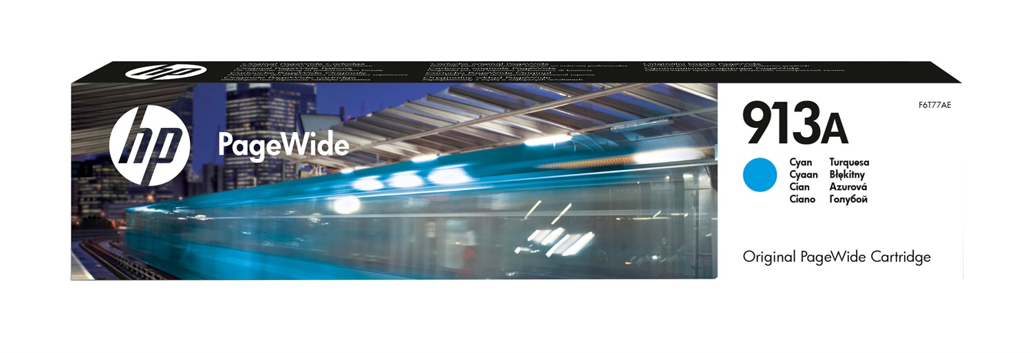 HP Cartuccia d'inchiostro Ciano F6T77AE 913A - 3000 Pagine, 37 ml, Inchiostro a base di pigmento, Compatibile con PageWide Pro