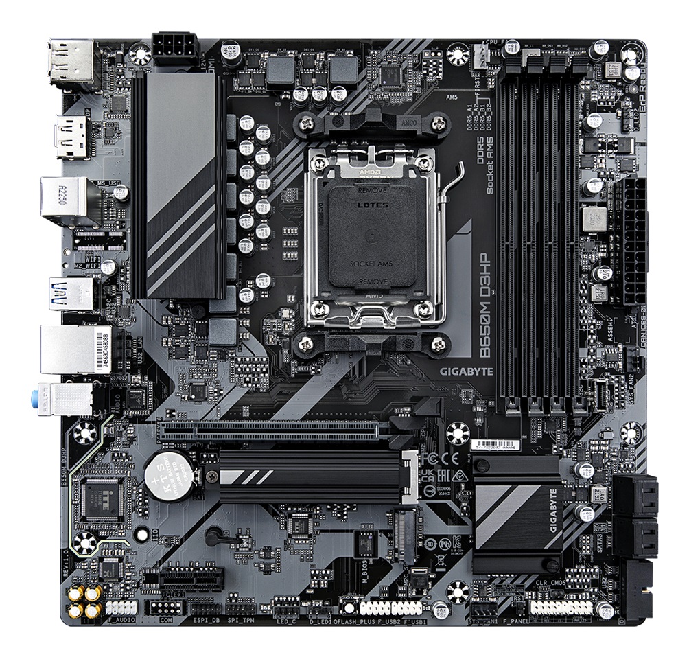GIGABYTE B650M D3HP Scheda Madre Micro ATX AM5 - Compatibile con AMD Ryzen 5/7/9, DDR5 fino a 192 GB, VRM 5 2 2 fasi, 2x PCIe 4.0 M.2, LAN 2.5 GbE, USB 3.2 Gen 2 Type-C