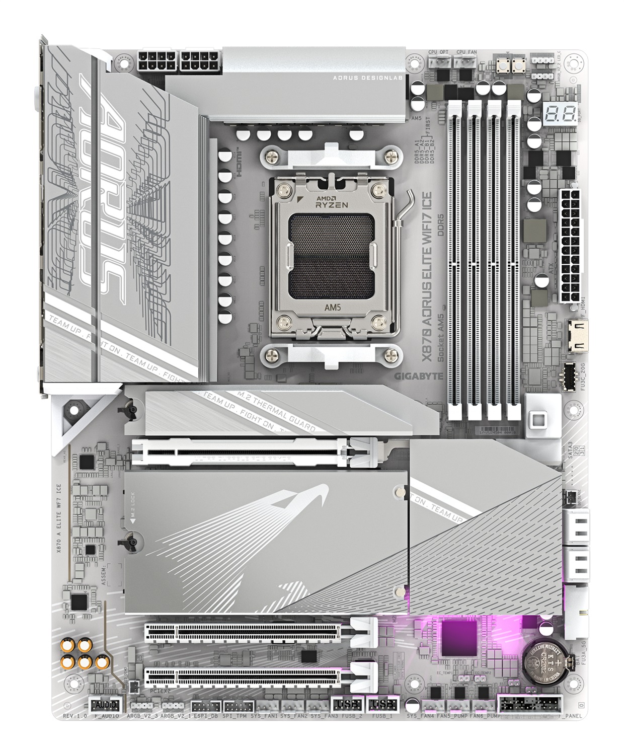 GIGABYTE X870 AORUS ELITE WIFI7 ICE Scheda Madre ATX AM5 LGA 1718, DDR5, 4X M.2, PCIe 5.0, USB4, Wi-Fi 7, 2.5GbE LAN, 16 2 2 fasi VRM digitale