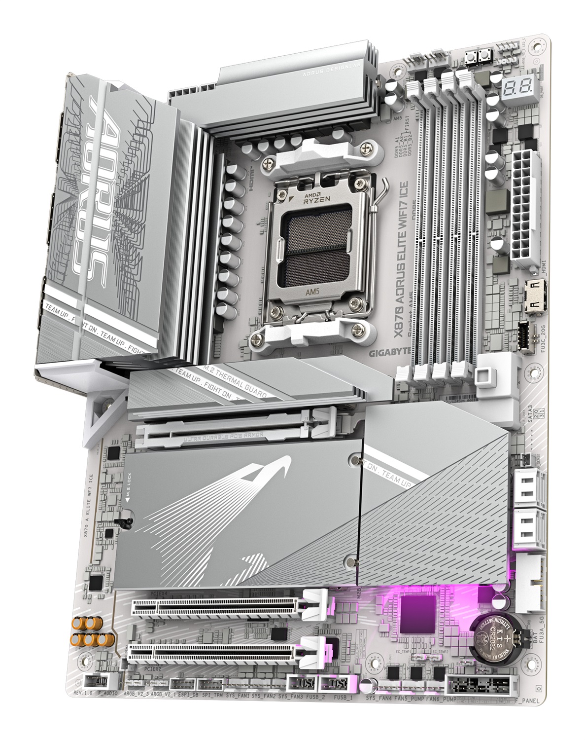 GIGABYTE X870 AORUS ELITE WIFI7 ICE Scheda Madre ATX AM5 LGA 1718, DDR5, 4X M.2, PCIe 5.0, USB4, Wi-Fi 7, 2.5GbE LAN, 16 2 2 fasi VRM digitale
