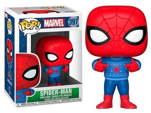 Funko Pop! Marvel Holiday Spider-Man con Ugly Sweater - Figura in Vinile da Collezione - Codice 397