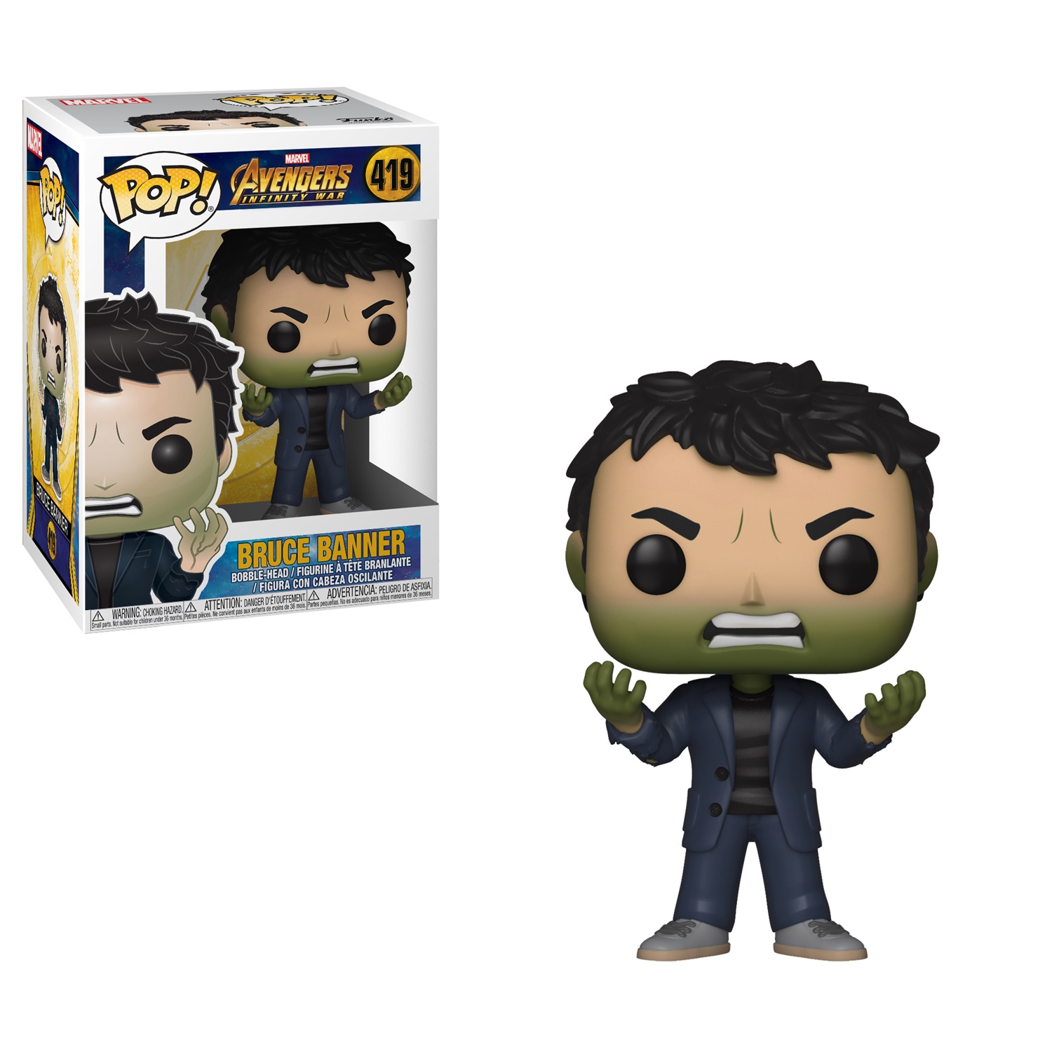 Funko - Marvel Avengers Infinity War - Bruce Banner con testa di Hulk - Figurina in vinile 10 cm