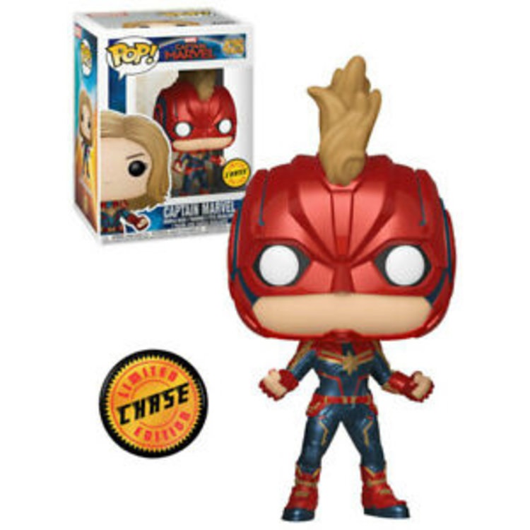 Funko Pop! Bobble Captain Marvel - Figura in Vinile da Collezione con Chase Variant - Altezza Ideale per Collezionisti