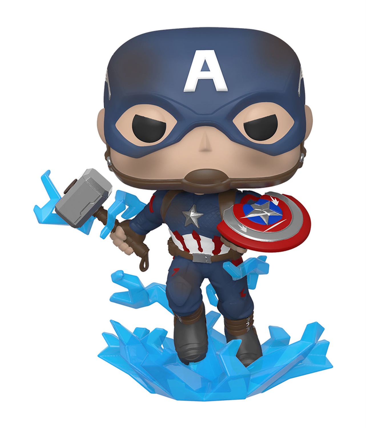 Funko Pop Marvel: Captain America con Scudo Rotto e Mjolnir - Avengers Endgame - 9 cm Bobble-Head