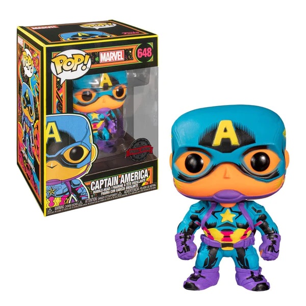 FUNKO POP! Marvel - Captain America Black Light - Figura in Vinile da Collezione - Altezza 95 mm - Merchandising Ufficiale