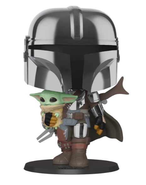 FUNKO POP! Mandalorian con il Bambino - Bobble-Head 25 cm con Armatura Cromata