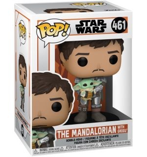Funko Pop! Star Wars: The Mandalorian - Mando Holding Grogu (The Child, Baby Yoda) - Figura in Vinile da Collezione - Merchandising Ufficiale - Idea Regalo