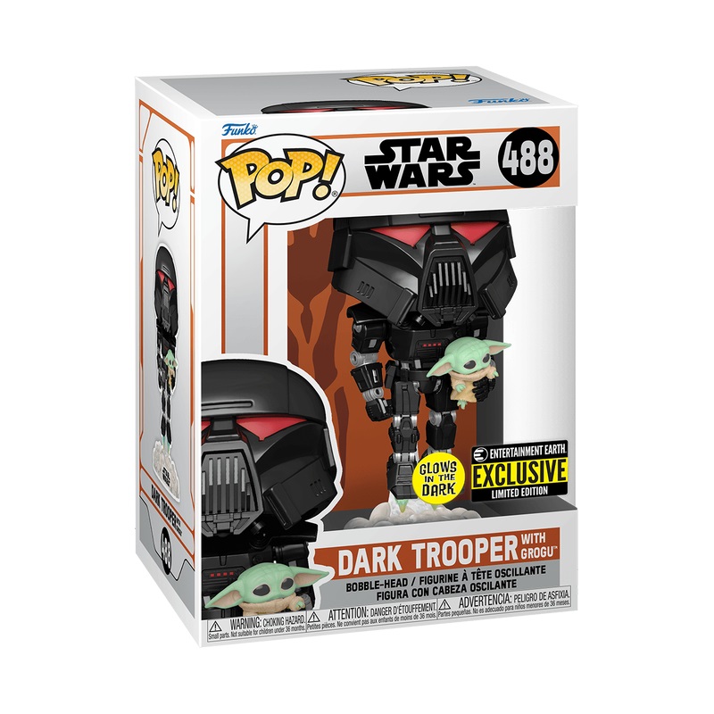 Funko Pop! 58286 - Dark Trooper con Grogu (Child) - Glow in the Dark - Star Wars: The Mandalorian - Figura in Vinile da Collezione