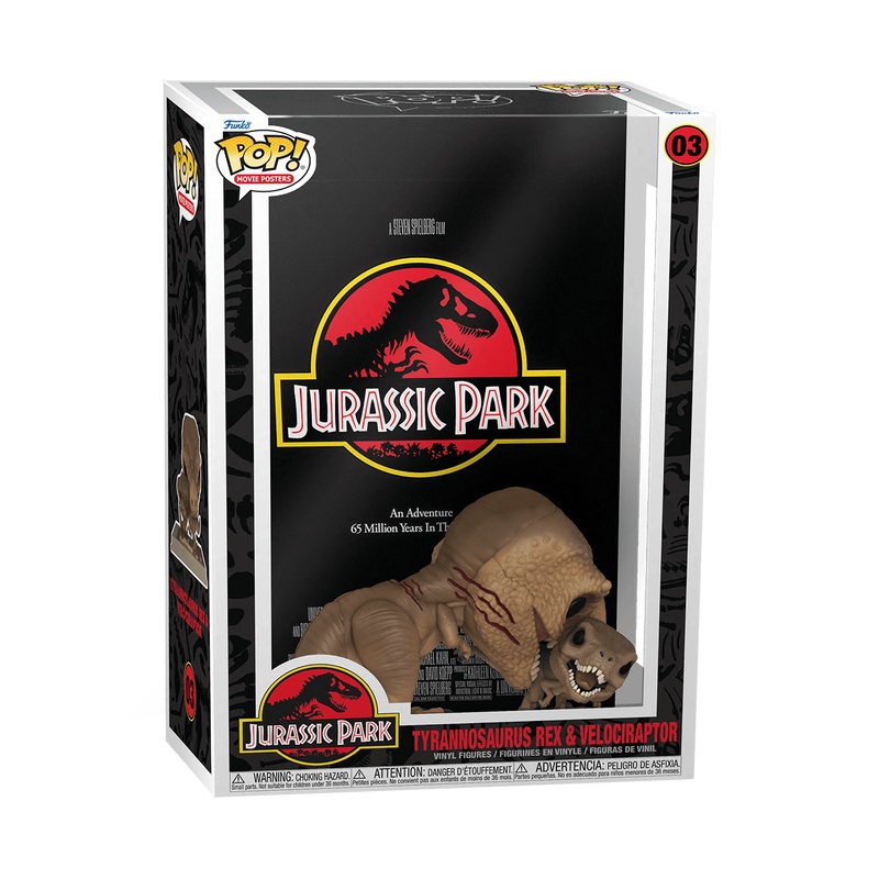 Funko Pop! Movie Poster 03 - Tyrannosaurus Rex & Velociraptor - Figura in Vinile da Collezione - Dimensione 28 cm - Merchandising Ufficiale