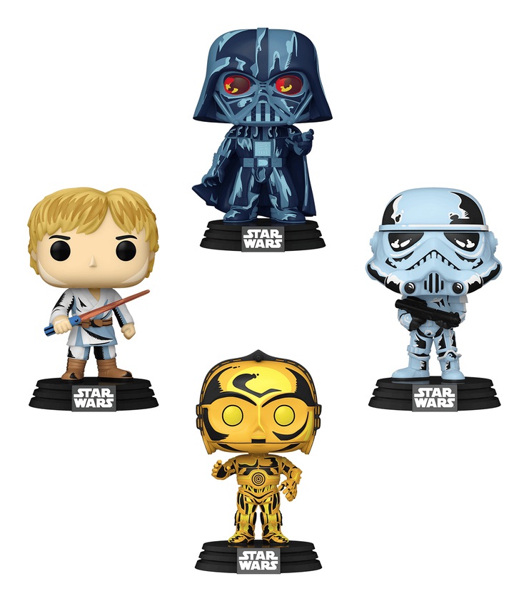 FUNKO Star Wars 4-Pack Retro Series - Figurine in Vinile 9 cm: Darth Vader, Stormtrooper, C-3PO, Luke Skywalker