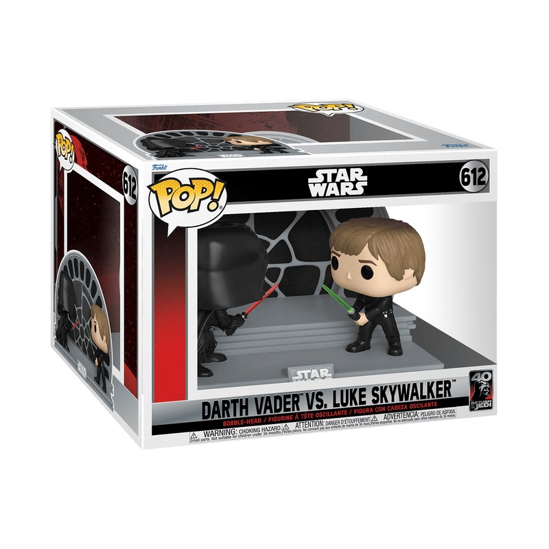 Funko Pop! Moment 70743 - Star Wars: Return of the Jedi 40th - Figura in Vinile Bobble-head di Luke Skywalker e Darth Vader - Altezza 9,5 cm - Oggetto da Collezione