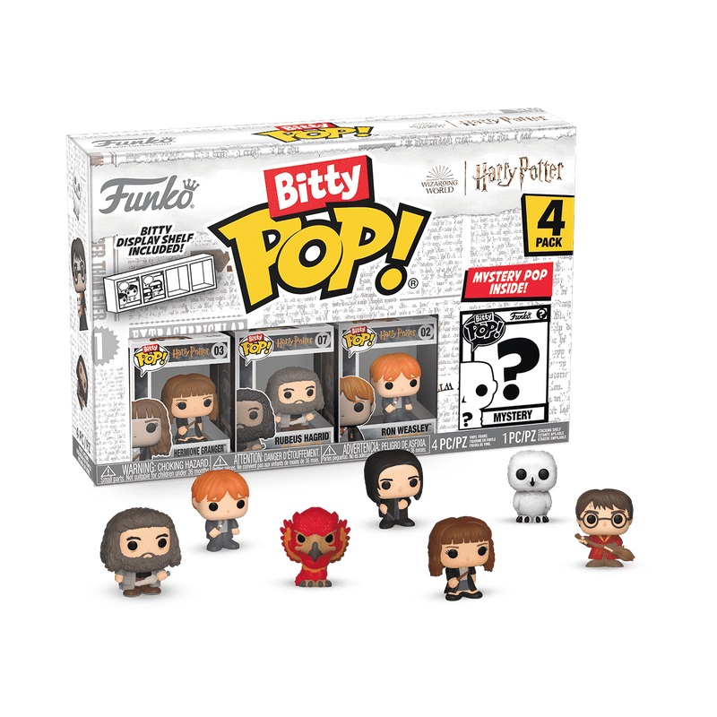 Funko Bitty Pop! 4 Pack - Harry Potter: Hermione Granger, Rubeus Hagrid, Ron Weasley e Mini Figura Misteriosa