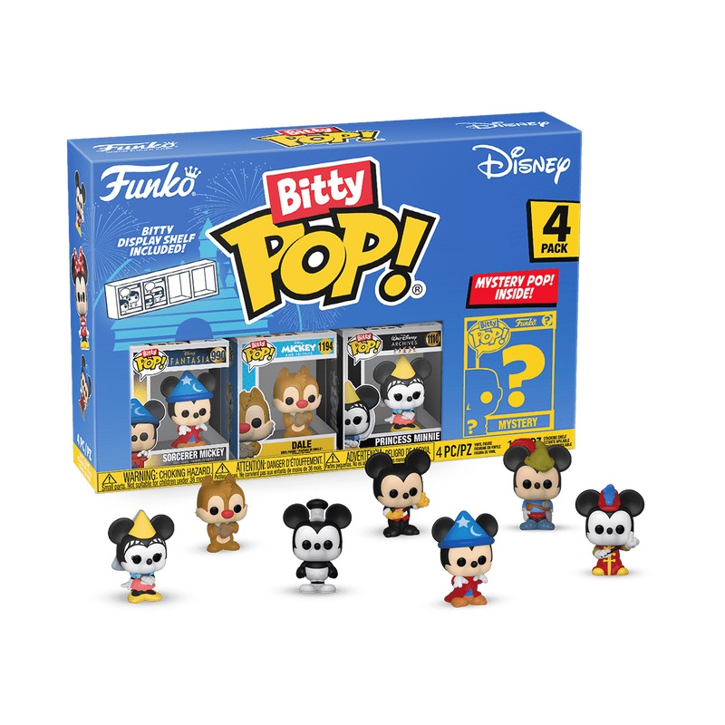 FUNKO Bitty Pop! Disney - Sorcerer Mickey 4 Pack con Dale, Princess Minnie e Mini Figura Misteriosa - 0.9 Inch (2.2 Cm) da Collezione