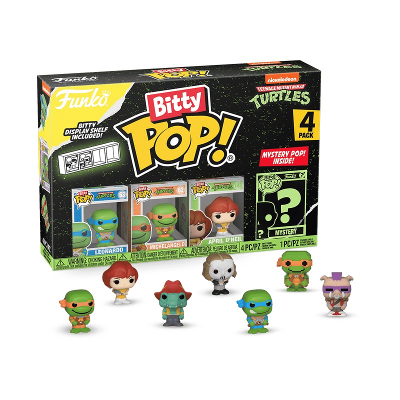 Funko Bitty Pop! Teenage Mutant Ninja Turtles - Leonardo, Michelangelo, April O'Neil con Mini Figura Misteriosa - 0.9 Inch (2.2 Cm) - Action Figure da Collezione