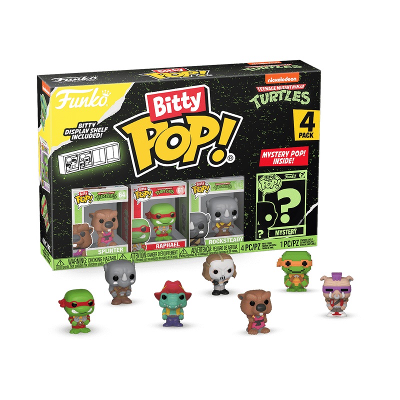 Funko Bitty Pop! Teenage Mutant Ninja Turtles - 4 Pack con Splinter, Raphael, Rocksteady e Mini Figura Misteriosa - 0.9 Inch (2.2 Cm)