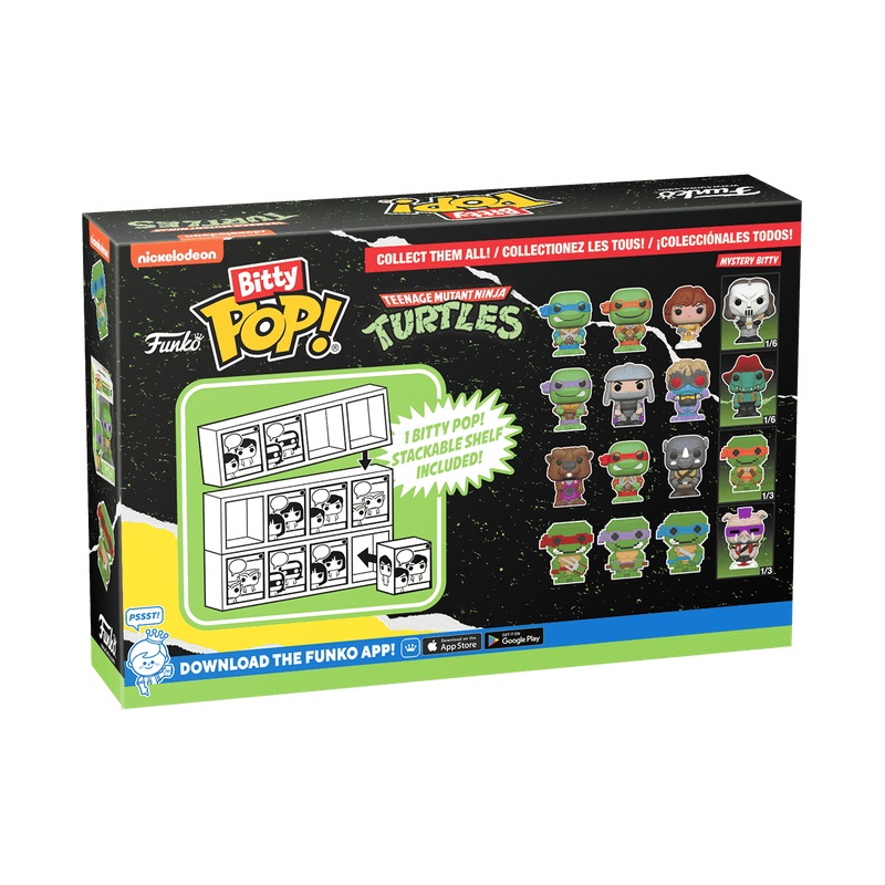 Funko Bitty Pop! Teenage Mutant Ninja Turtles - 4 Pack con Splinter, Raphael, Rocksteady e Mini Figura Misteriosa - 0.9 Inch (2.2 Cm)