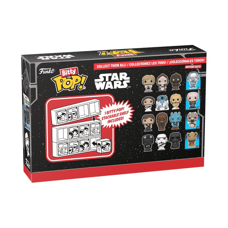 Funko Bitty Pop! Star Wars - Han Solo, Chewbacca, Greedo e Mini Figura Misteriosa - 0.9 Inch (2.2 Cm) - Ripiano Espositivo Incluso