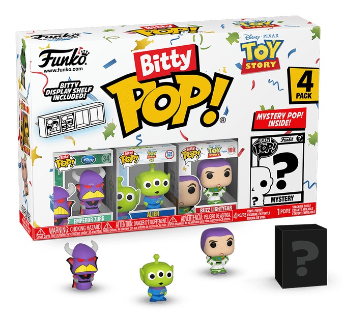 Funko Bitty Pop! Toy Story - Zurg 4PK con Zurg, Alien, Buzz Lightyear e Mini Figura Misteriosa - 0.9 Inch (2.2 Cm) - Collezionabile e Idea Regalo