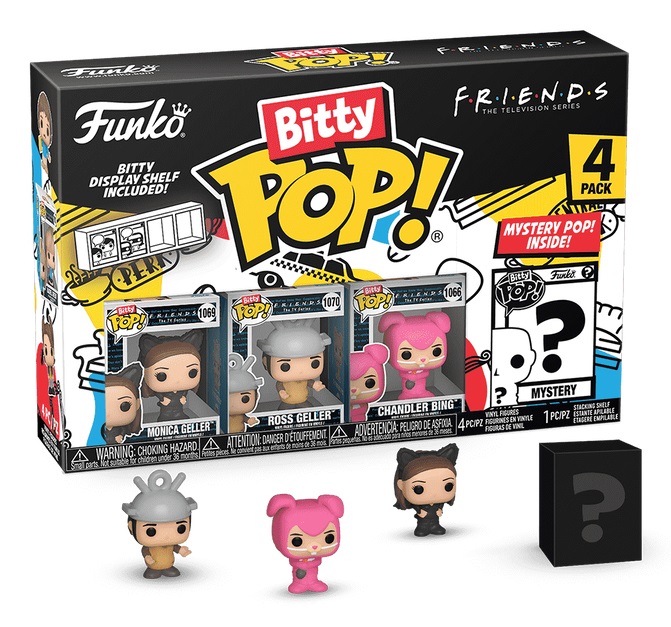 Funko Bitty Pop! Friends 4 Pack - Monica Geller™, Ross Geller™, Chandler Bing™ (Halloween Costumes) e Mini Figura Misteriosa