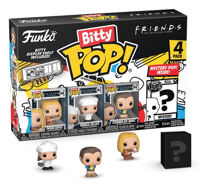Funko Bitty Pop! Friends - Set di 4 Mini Figure da Collezione - Phoebe Buffay™, Monica Geller™, Chandler Bing™ e Mini Figura Misteriosa - 0.9 Inch (2.2 Cm)