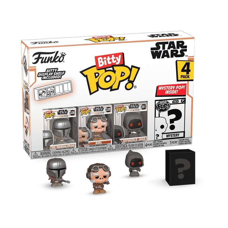 Funko Bitty Pop! - Star Wars: The Mandalorian - 4 Pack con The Mandalorian, Kuiil, Offworld Jawa e Mistero - Figurine Collezionabili da 0,9 Pollici