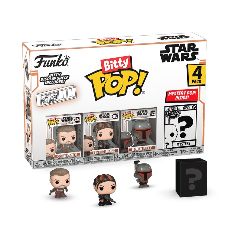 Funko Bitty Pop! - Star Wars: The Mandalorian - 4 Pack con Cobb Vanth, Fennec Shand, Boba Fett e Mistero - 0,9 pollici (2,2 cm) Collezionabili