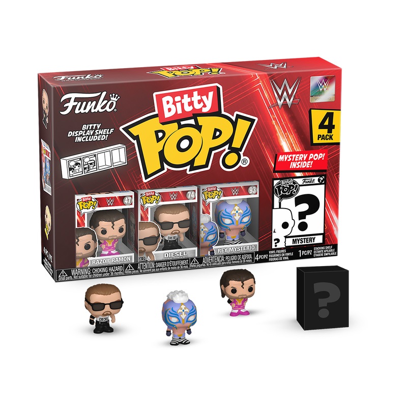 Funko Bitty Pop! WWE - Razor Ramon, Diesel, Rey Mysterio e Mistero - 4 Pack di Figurine Collezionabili da 0,9 Pollici (2,2 cm)