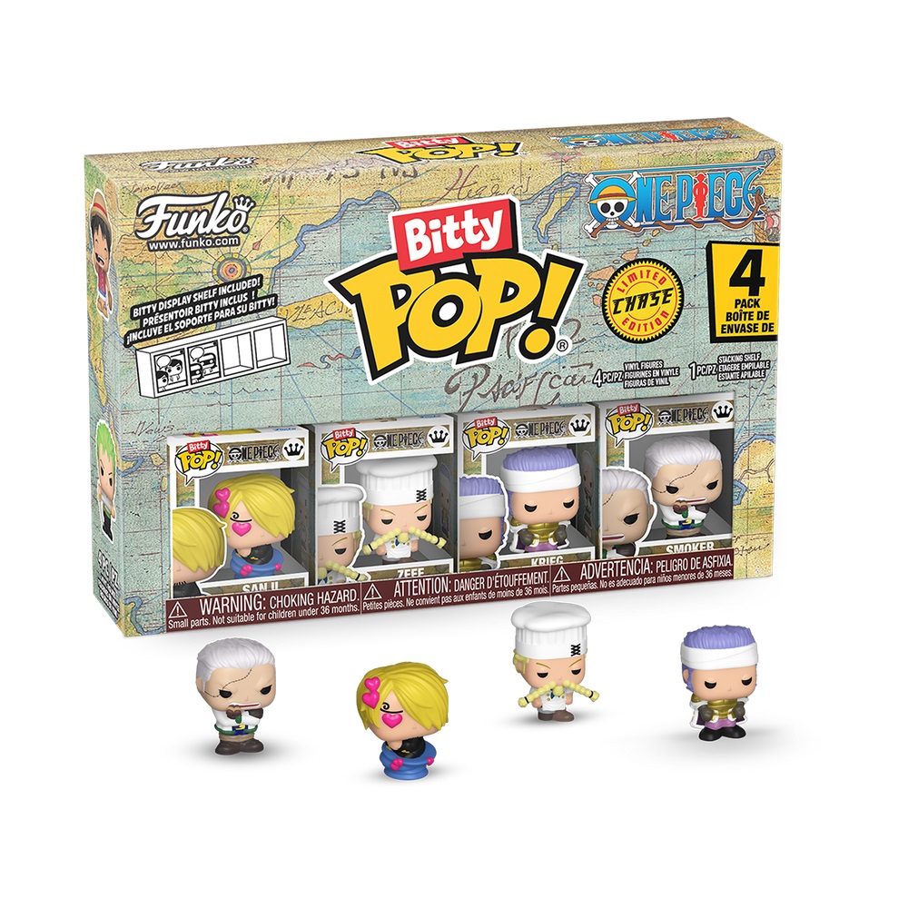 Funko Bitty Pop! One Piece - Sanji 4pk con Mini Figura Misteriosa - 0.9 Inch (2.2 Cm) - Ripiano Espositivo Impilabile Incluso