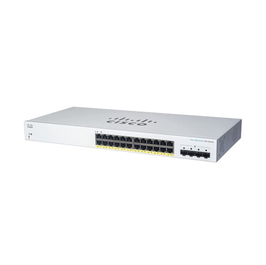 Cisco CBS220-24FP-4G Switch Gestito L2 con 24 Porte Gigabit Ethernet (10/100/1000), 4 Porte SFP, Full PoE (382W), Montaggio Rack