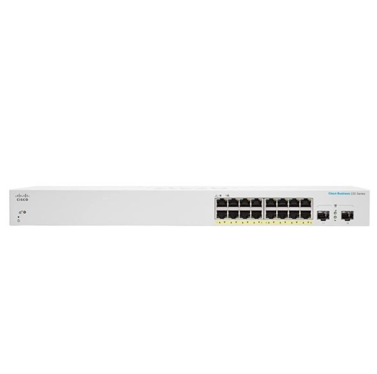 Cisco CBS220-16P-2G Switch Gestito L2 Gigabit Ethernet (10/100/1000) con 16 porte RJ-45 e supporto Power over Ethernet (PoE) - Bianco