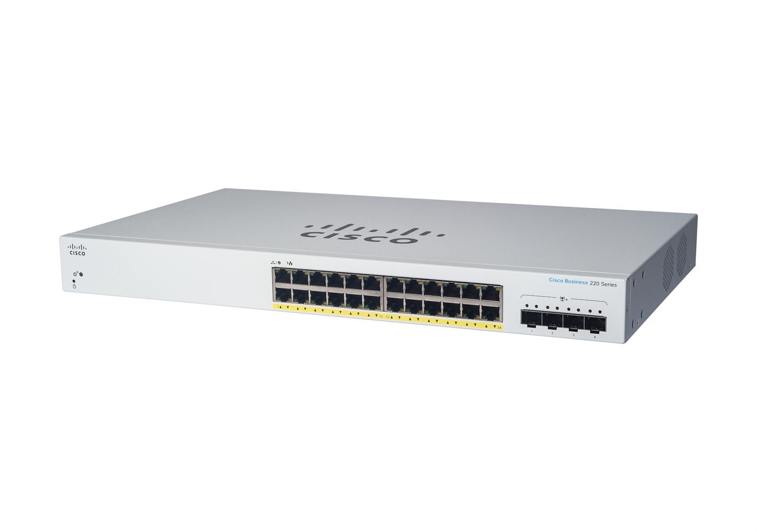 Cisco CBS220-24P-4G Switch Gestito L2 Gigabit Ethernet 24 Porte PoE 4 SFP, Rack-mountable, 195W, Garanzia 3 Anni