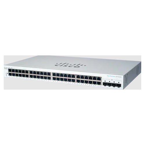 Cisco CBS220-48T-4G Switch Gestito L2 Gigabit Ethernet 48 Porte 10/100/1000 4 SFP da 1G, Supporto PoE, 1U Bianco