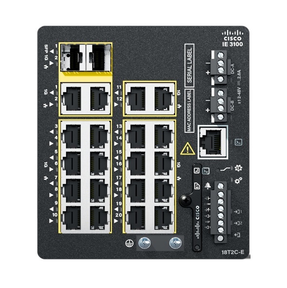 Cisco Catalyst IE3100 Switch Gestito L2/L3 Gigabit Ethernet (10/100/1000) con 18 Porte RJ-45 e 2 Moduli SFP - Montaggio Rack