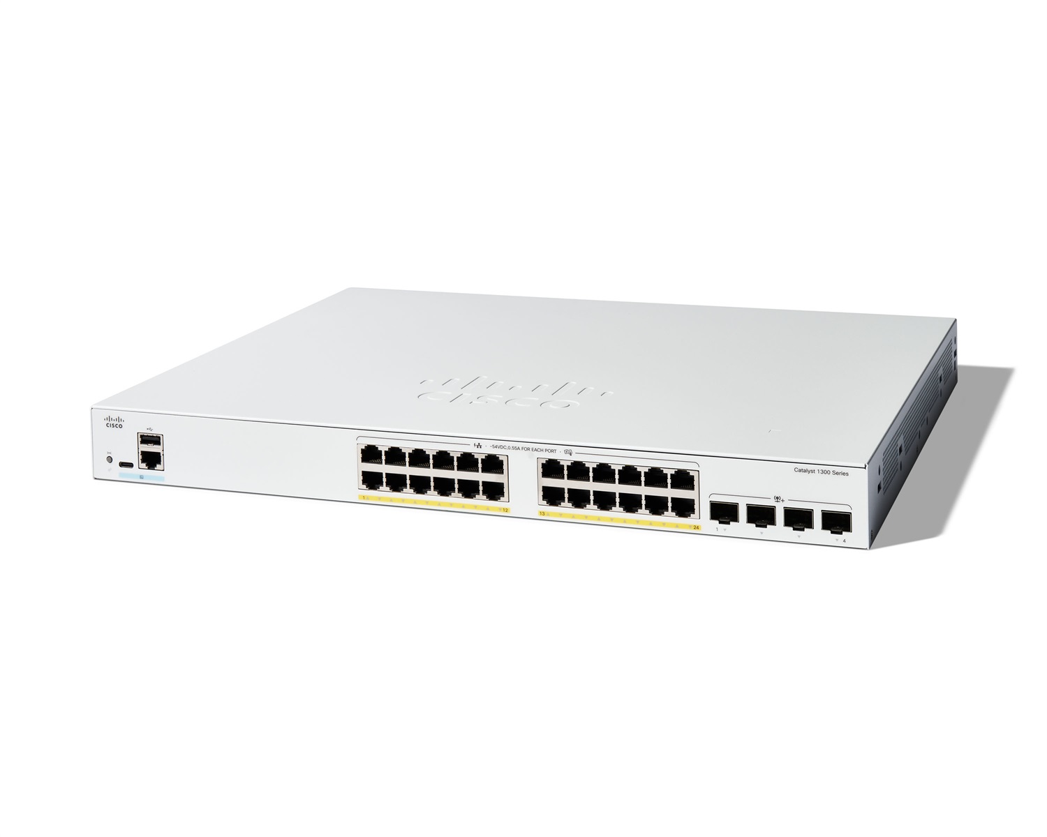 Cisco Catalyst 1300-24FP-4X Switch Gestito L2/L3 24 Porte Gigabit Ethernet (10/100/1000) con Supporto Power over Ethernet (PoE) e 4 Porte SFP 10GE - Grigio
