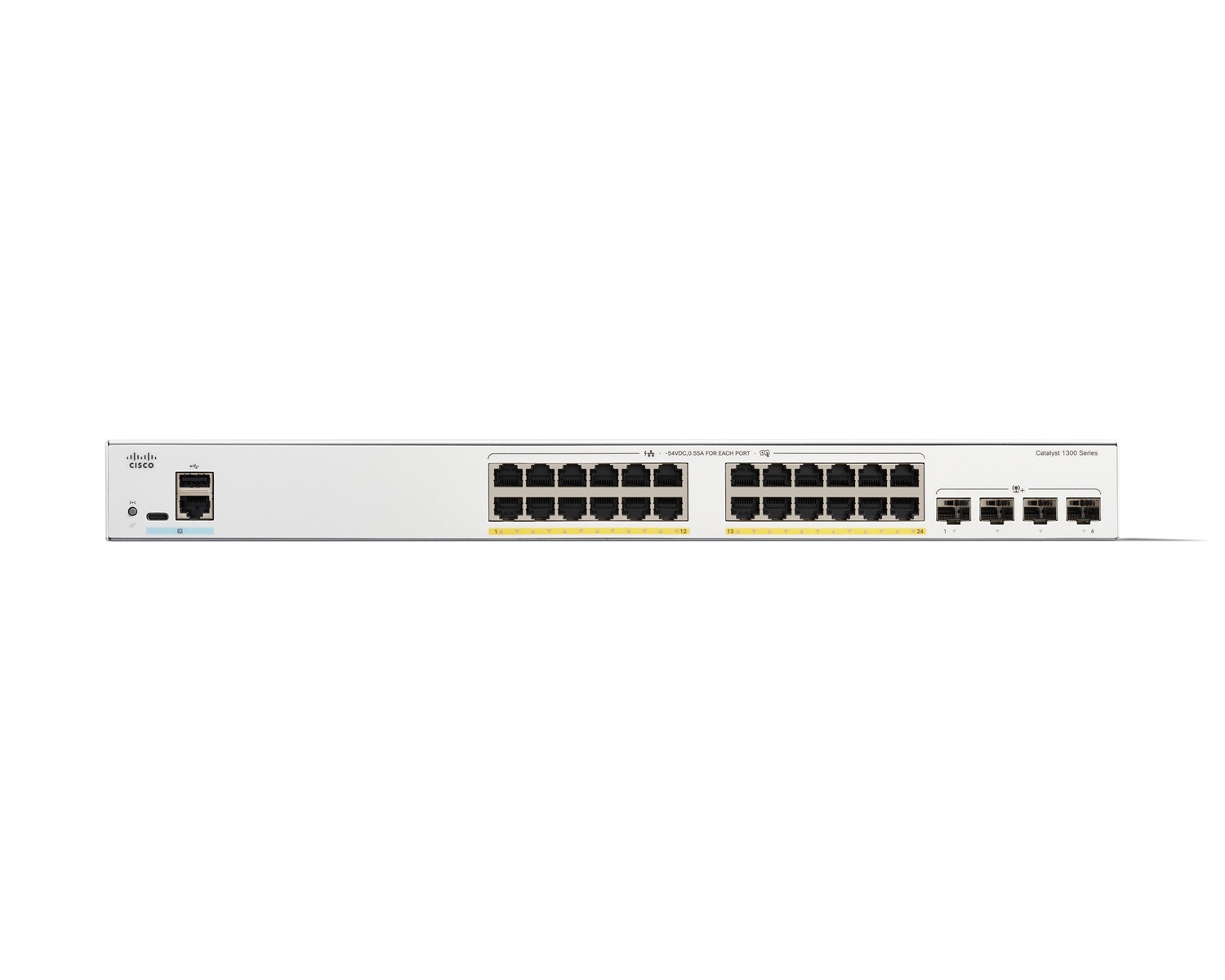 Cisco Catalyst 1300-24FP-4X Switch Gestito L2/L3 24 Porte Gigabit Ethernet (10/100/1000) con Supporto Power over Ethernet (PoE) e 4 Porte SFP 10GE - Grigio