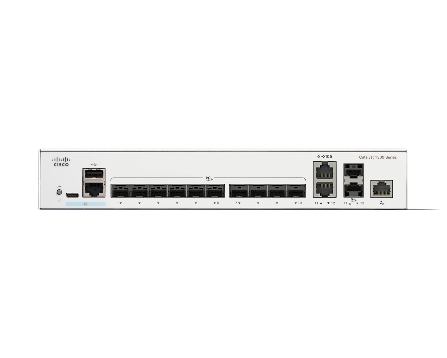 Cisco Catalyst 1300-12XS Managed Switch - 10 porte SFP 10G, 2 porte combinate 10GE, Gestito L2/L3, Capacità di commutazione 240 Gbit/s