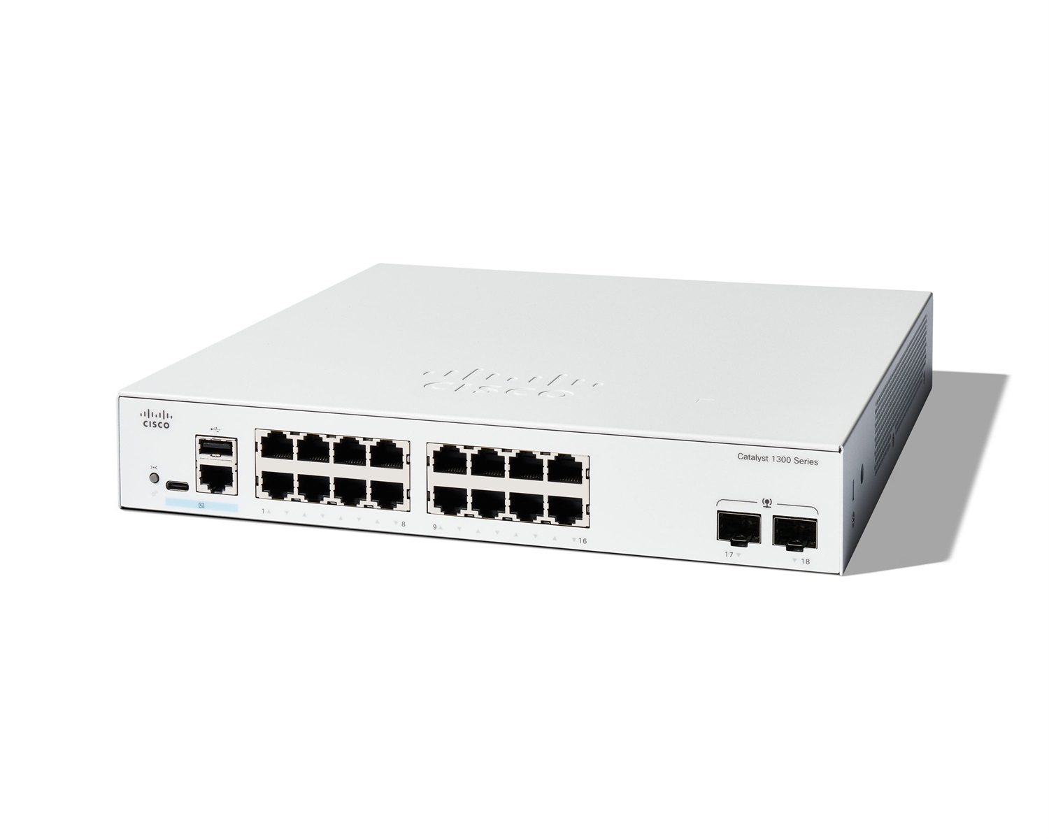 Cisco Catalyst 1300-16T-2G Switch Gestito L2/L3 con 16 Porte Gigabit Ethernet (10/100/1000) e 2 Porte SFP 1GE - Protezione Limitata a Vita