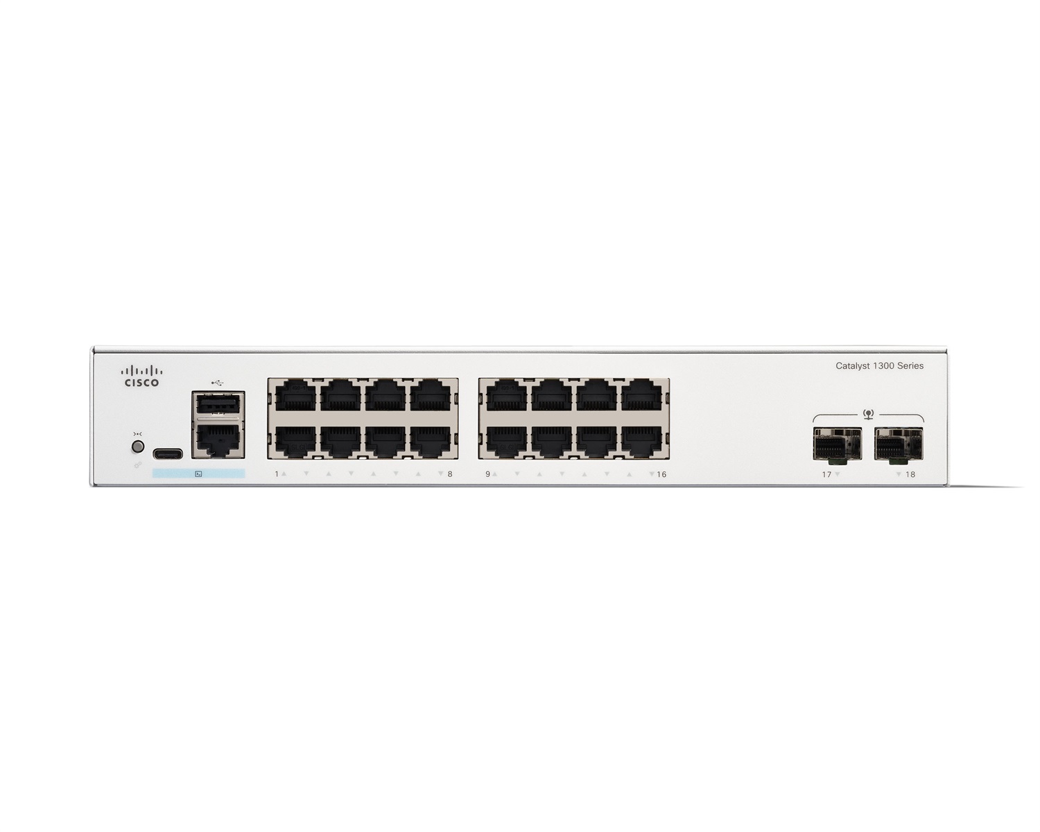 Cisco Catalyst 1300-16T-2G Switch Gestito L2/L3 con 16 Porte Gigabit Ethernet (10/100/1000) e 2 Porte SFP 1GE - Protezione Limitata a Vita