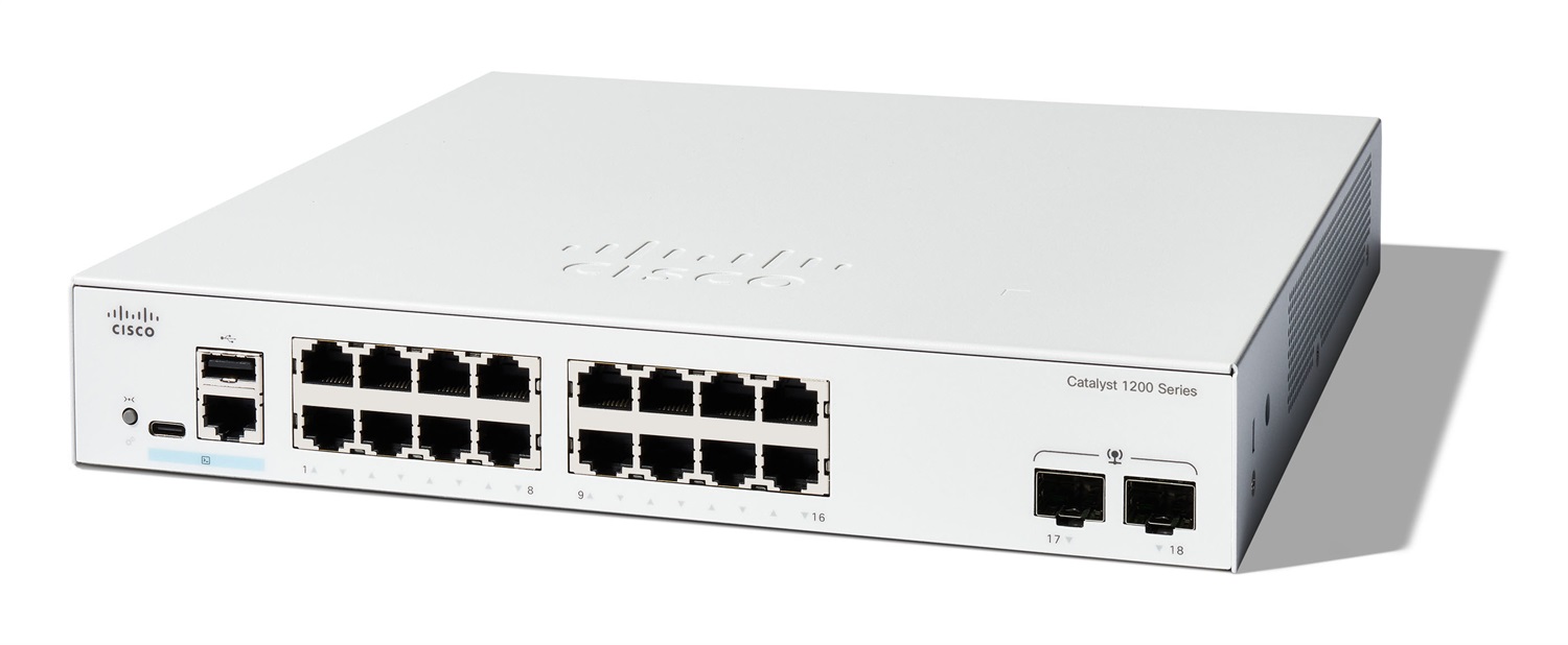 Cisco Catalyst 1200-16T-2G Switch Gestito L2/L3, 16 Porte Gigabit Ethernet (10/100/1000), 2 Porte SFP, Protezione Limitata a Vita