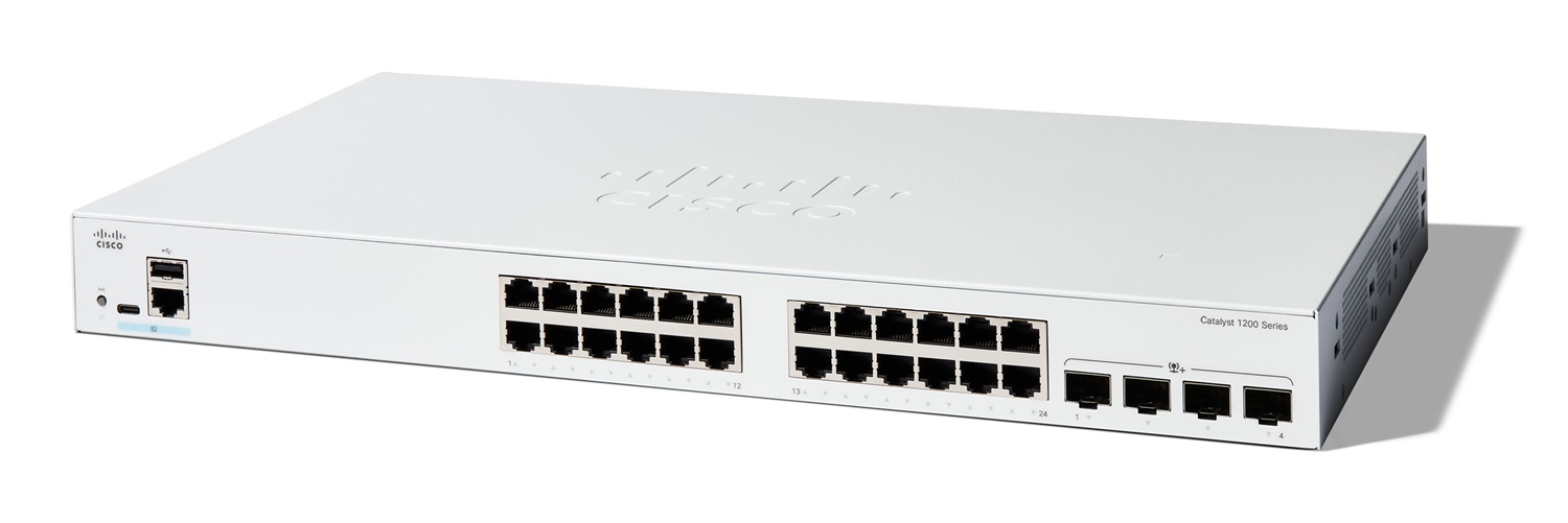 Cisco Catalyst C1200-24T-4X Switch di Rete Gestito L2/L3 con 24 Porte Gigabit Ethernet (10/100/1000) e 4 Porte SFP 10GE - Bianco