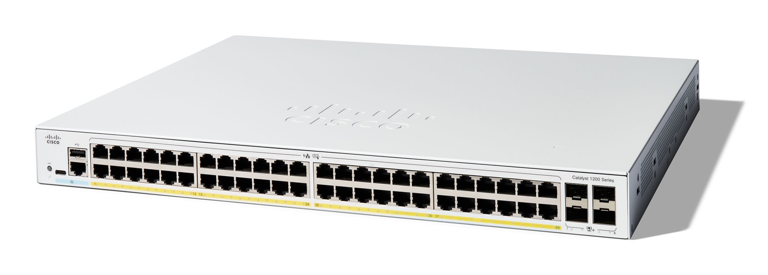 Cisco C1200-48P-4X Switch di Rete Gestito L2/L3 48 Porte RJ-45 Gigabit Ethernet (10/100/1000) con 4 Moduli SFP - Colore Bianco