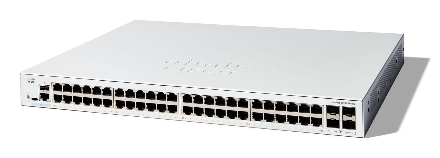 Cisco C1200-48T-4G Switch di Rete Gestito L2/L3 con 48 Porte Gigabit Ethernet (10/100/1000) e 4 Porte SFP - Bianco