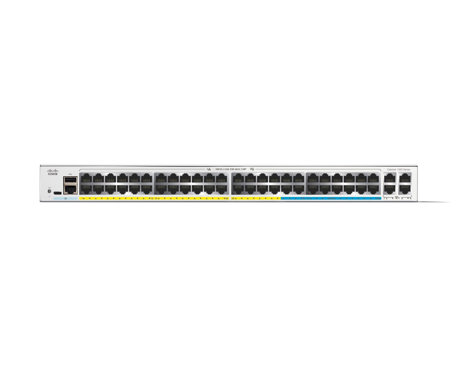 Cisco Catalyst C1300-48MGP-4X Switch Gestito L3 - 32 Porte Gigabit Ethernet 16 Porte 2.5GE 4 Porte SFP 10GE - PoE (370 W) - Montaggio su Rack