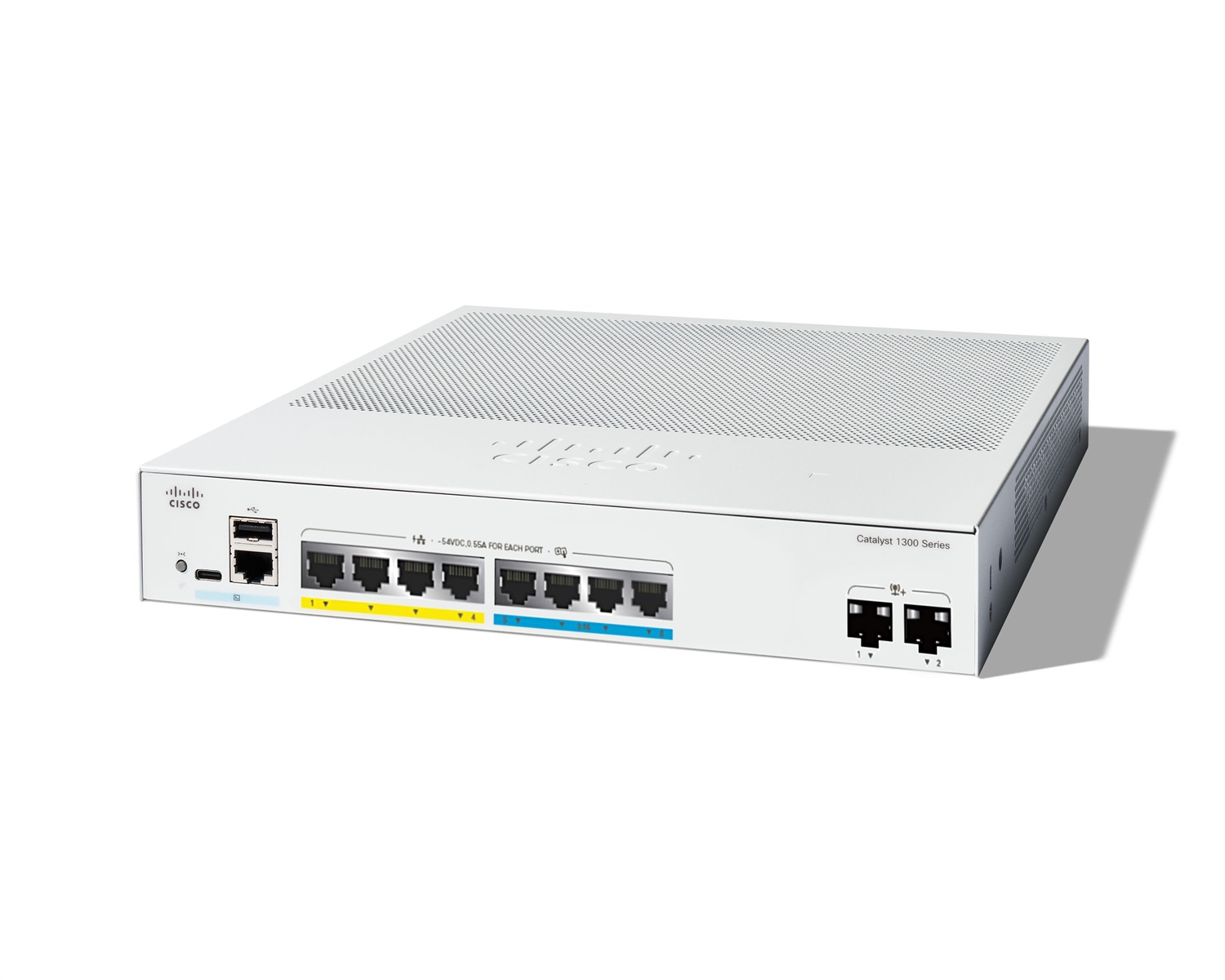 Cisco Catalyst C1300-8MGP-2X Switch di Rete Gestito L2/L3 con 4 Porte Gigabit Ethernet (10/100/1000), 4 Porte 2.5GE, 2 Porte SFP 10GE e Supporto PoE Grigio
