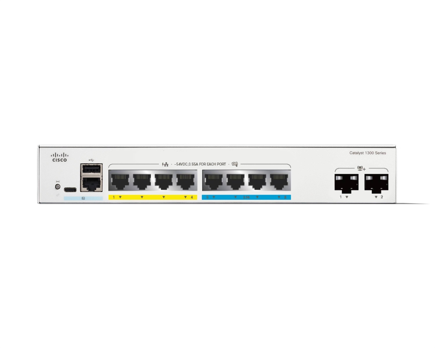 Cisco Catalyst C1300-8MGP-2X Switch di Rete Gestito L2/L3 con 4 Porte Gigabit Ethernet (10/100/1000), 4 Porte 2.5GE, 2 Porte SFP 10GE e Supporto PoE Grigio