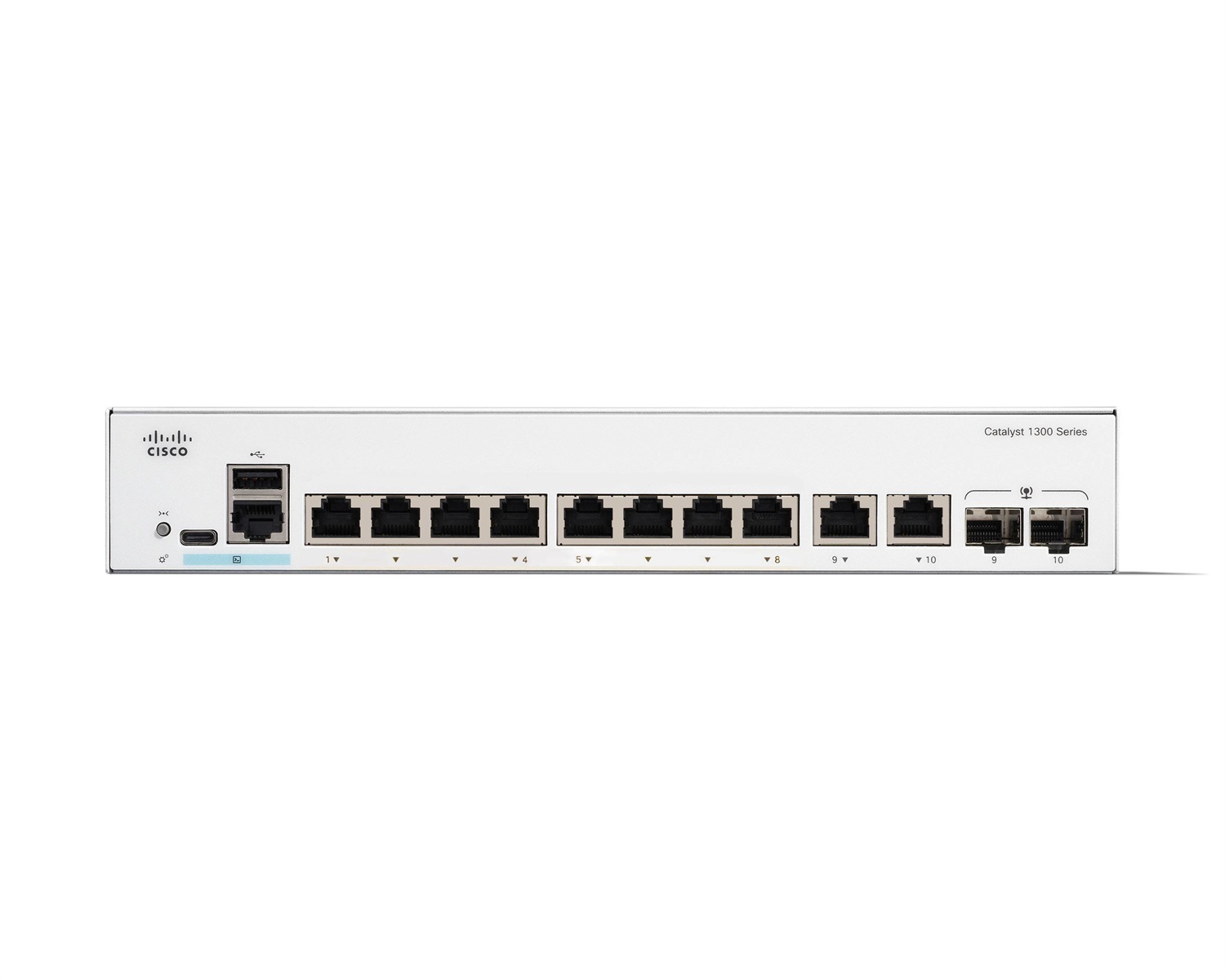 Cisco Catalyst 1300-8T-E-2G Switch Gestito L2, 8 Porte Gigabit Ethernet (10/100/1000), 2 Porte Combinate SFP, Supporto Power over Ethernet (PoE), Grigio