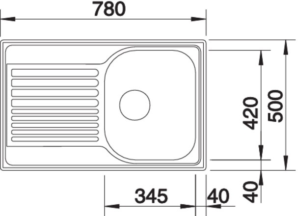 Blanco Tipo 45 S Compact Lavello Incasso 78x50 cm in Acciaio Inox 18/10 con Gocciolatoio Sinistro