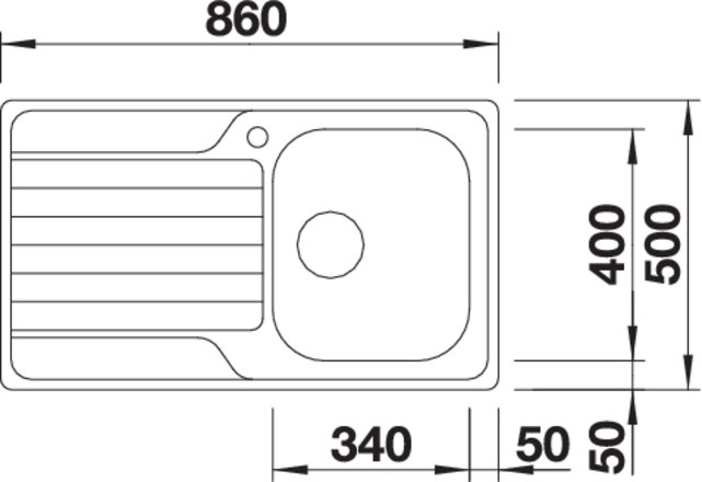 BLANCO Dinas 45 S Lavello da Incasso 1 Vasca con Gocciolatoio Sinistro in Acciaio Inox 86 x 50 cm