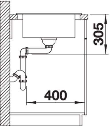 BLANCO Dinas 45 S Lavello da Incasso 1 Vasca con Gocciolatoio Sinistro in Acciaio Inox 86 x 50 cm